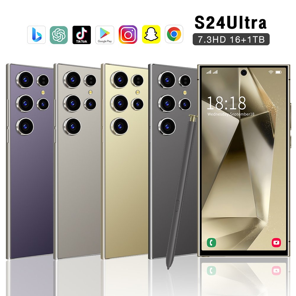 High Quality 2024 New S24 Ultra 16+1TB 4G Android 13 Smartphone 6.8 big screen 6800mAh Battery Dual SIM Card Gaming Cell Phone